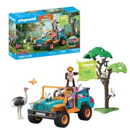 PLAYMOBIL Animals & Friends Bunter Geländewagen Spielzeug für Kinder ab 4 Jahren mit Figuren und Zubehör