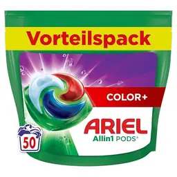 Ariel Waschmittel Pods All-in-1, 50 Waschladungen, Color+, kraftvolle Fleckentfernung
