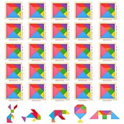 Tangram Holzpuzzle Set - 30 Stück Mitgebsel für Kindergeburtstag - Mini Tangram Spiele für Jungen und Mädchen