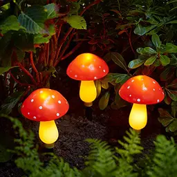 Lights4fun 3er LED Solarleuchte Pilze mit warmweißem Licht