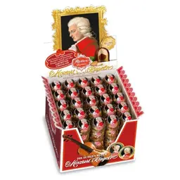 Reber Mozart-Kugeln, 100 Stück - Zartbitter-Schokolade mit Pistazien-Marzipan, Mandeln und Nougat, 2kg