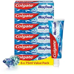 Colgate Max Fresh Zahnpasta 6x75 ml – langanhaltende Frische und effektive Zahnreinigung – bekämpft Karies und erhält das Weiß der Zähne