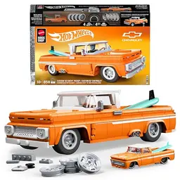 Mattel Brick Shop Hot Wheels Elite Bauset: '62 Chevy Pickup, 858 Teile, für Sammler und Kinder ab 10 Jahren