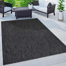 Paco Home Wetterfester Outdoor Teppich für Wohnzimmer und Balkon, 60x100 cm, Anthrazit