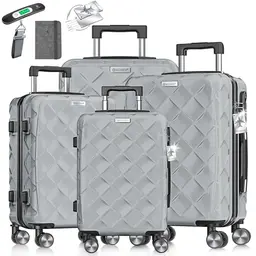 KESSER® 4-teiliges Reisekoffer Set mit Hartschalenkoffern und Zahlenschloss - Iron Grey