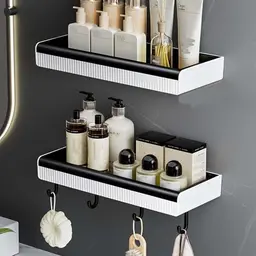 YIPUETERNITY 2er Set Badezimmer Regal, Duschablage ohne Bohren, abnehmbar, für Küche und Bad