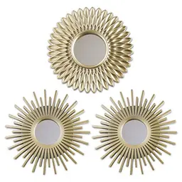 BONNYCO Runde Wandspiegel Gold, 3 Stück - Deko für Wohnzimmer, Schlafzimmer, Originelles Geschenk für Frauen