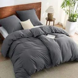 BEDSURE Bettwäsche 135x200, 4-teiliges Set, Anthrazit mit 2 Kissenbezügen 80x80 cm, Oeko-TEX