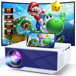 Tragbarer Beamer mit Bluetooth und WiFi, 1080P, 15000 Lumen, Projektionsgröße 30-300", Kompatibel mit iOS/Android/Laptop/HDMI