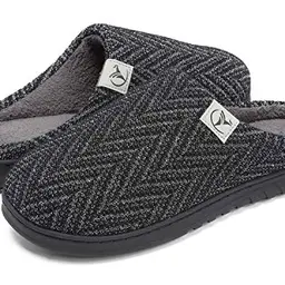 VIFUUR Hausschuhe für Herren & Damen - Memory Foam, rutschfeste Sohle, Indoor/Outdoor Schwarz/Silber, Größe 36/37