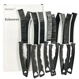 Donluhu Fugen-Reinigungsbürsten mit harten Borsten, 10 Stück + 1 Haken, 21,5 cm, Schwarz für Bad & Fenster