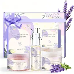 Pflegeset Damen mit Lavendel in schöner Geschenkbox – Wellness-Geschenk für Frauen, Mama, Freundin, Mädchen zum Geburtstag