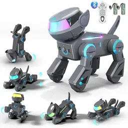MUZREES 2025 Interaktiver Roboterhund für Kinder ab 3 Jahren, programmierbar mit Bluetooth und LED-Augen