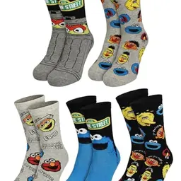 United Labels 5 Paar Sesamstraße Socken für Herren, grau/schwarz, Größe 40-45