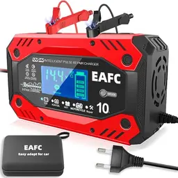 EAFC 10A Smart Autobatterie Ladegerät für Blei-Säure-Batterien von Autos, Motorrädern und Rasenmähern