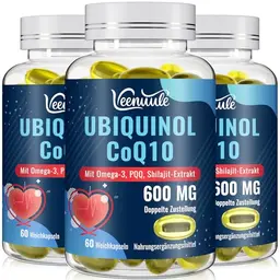 Ubiquinol CoQ10 600 mg Weichgelkapseln mit Shilajit-Extrakt, Omega-3 und PQQ - 60 Stück, Packung von 3