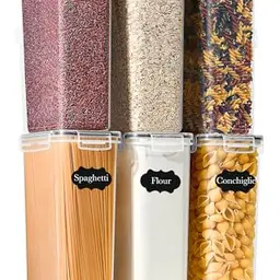GoMaihe Vorratsdosen Set 6er, luftdicht, 2800ml - ideal für Spaghetti, Nudeln, Mehl, Zucker, BPA-frei, spülmaschinenfest