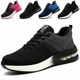 ZSDZSZ Leichte Sicherheitsschuhe Herren & Damen - Atmungsaktive Stahlkappenschuhe in Grau, Größe 46 EU