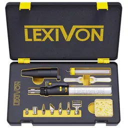 LEXIVON Kabelloses Butan Lötkolben Kit mit 7 Aufsätzen, einstellbare Flamme bis 1300°C, ideal für Lötarbeiten