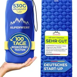 Alpenwert® Isomatte für Outdoor, Ultraleicht & Kompakt, Perfekt fürs Camping, Wandern & Backpacking, Aufblasbare Schlafmatte