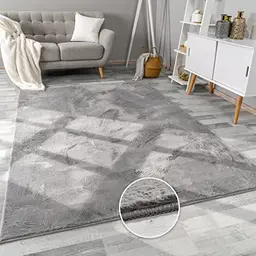 Paco Home Teppich Kunstfell modern elegant pflegeleicht flauschig Anthrazit 60x90 cm