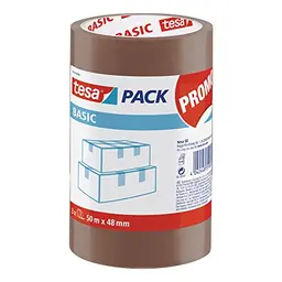 tesa Basic Pack Verpackungsklebeband, 3er Pack, Braun