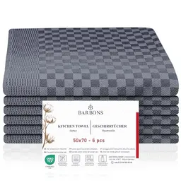 BARBONS Geschirrtücher 6er Set Baumwolle 50x70 cm - Schwarz-Anthrazit