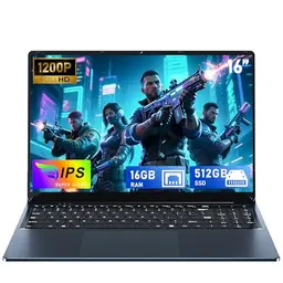 FUNYET 16-Zoll Laptop mit 16GB RAM und 512GB SSD, FHD Display, beleuchteter Tastatur, Win 11