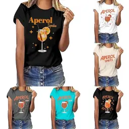 Aperol T-Shirt Kostüm Damen - Lustiges Cocktail Shirt für Partys – Schwarz