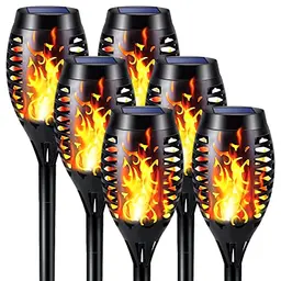 Beoloeb® Solarleuchten für den Garten - 6 Stück mit realistischem Flammeneffekt, IP65 wasserdicht