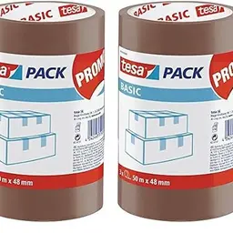 tesa Basic Pack Verpackungsklebeband, 3 Stück, Braun