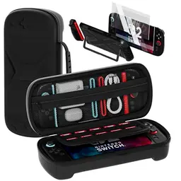 QUAGGY Tragetasche für Nintendo Switch 2 (2025) – 3-in-1 Zubehörset mit Platz für 10 Karten - Schwarz