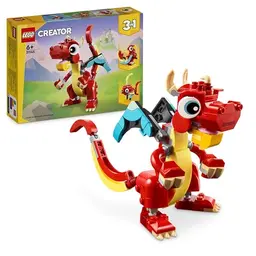 LEGO Creator 3in1 Roter Drache - Spielzeugset mit 3 Tierfiguren für Kinder ab 6 Jahren
