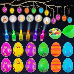 Bunte Ostereier zum Befüllen, 12 Stück, mit Fingerscheinwerfer Spielzeug - Perfekte Ostergeschenke für Kinder