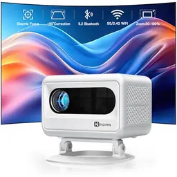 Mini Beamer VOPLLS 4K Unterstützt, Tragbarer Projektor mit WiFi und Bluetooth, Full HD 1080P für Handy und Laptop