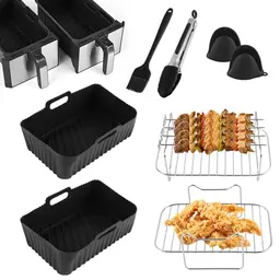 INMUA Silikonformen für Heißluftfritteuse, 8er Set, kompatibel mit Ninja Foodi und Airfryer - Schwarz
