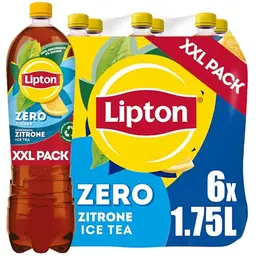 LIPTON ICE TEA Zero Lemon, Zuckerfreier Zitronen-Eistee, 6 x 1,75 l