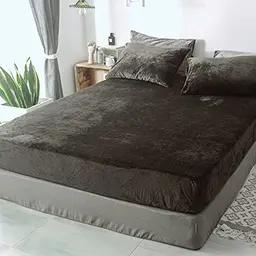 Lanqinglv Flanell Spannbettlaken 180x200 cm für Boxspringbetten, Dunkelgrau