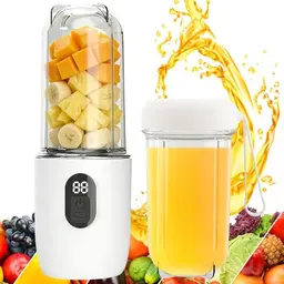 FENYW Tragbarer Mixer 500ml Smoothie Maker To Go, Mini Standmixer mit Reise-Deckel und Ersatzbecher, USB-Laden, Weiß