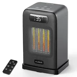 FLANUR Tragbarer Heizlüfter mit Thermostat und ECO-Modus, 1500W, leise (unter 35dB), 2-in-1, Schwarz