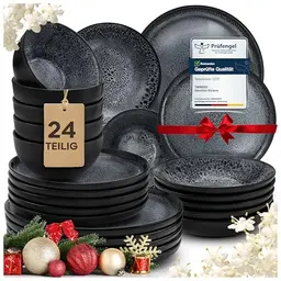 Twinzee 24-teiliges Geschirrset für 6 Personen - Mikrowellengeeignetes Tafelservice - Riviera Kollektion