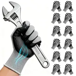ANDANDA Arbeitshandschuhe Herren, Nitril-Beschichtung, für Montage, Garten, Bau, Größe M/L/XL, 6/12/24 Paar