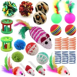 NANEEZOO Katzenspielzeug Set - 25 Stück Spielzeug für Katzen und Kätzchen - Interaktive Bälle und Mäuse