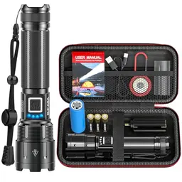 BUCASA LED Taschenlampe Aufladbar 1000000 Lumen, Extrem Hell, Wasserdicht, 5 Modi für Outdoor Notfälle