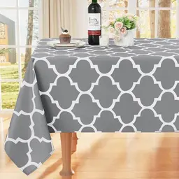 Smiry Abwaschbare Tischdecke 100x140 cm - Wasserabweisend, Marokkanisches Design für Outdoor & Küche, Grau