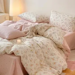 Sedefen Bettwäsche Set 200x220 cm Baumwolle Rosa Blumen Wende mit Kissenbezug 80x80 cm