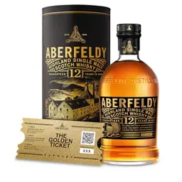 Aberfeldy 12 Jahre Scotch Whisky, 700 ml, Geschenkbox mit Golden Ticket, Eichenfass gereift mit Honig, Früchten & Gewürzen