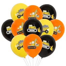 Ovanda Bagger Luftballons, 20 Stück, Kindergeburtstag, Baustellen Deko, gelb orange schwarz