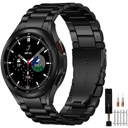 Edelstahl Metallarmband für Samsung Galaxy Watch 7/6/5/4, Schwarz, 44mm/40mm