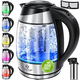 KESSER® Wasserkocher 1,8L Edelstahl mit LED Beleuchtung und Warmhaltefunktion